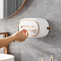 Tissue Box Holder With Spring Desktop Wall-mounted Tissue Box Cover Paper Towel Dispenser Paper Extraction Dispenser for Car 1