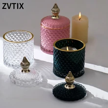 

Nordic Glass Storage Jar House Cotton Swab Jewelry Storage Box Aromatherapy Candle Jar Decor Kitchen Spices Home Accessories New