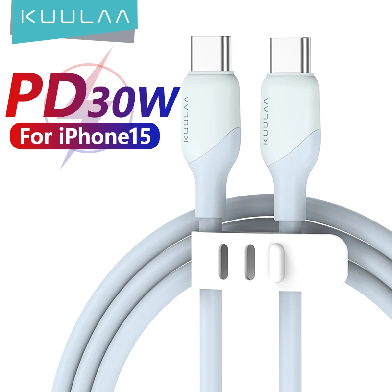 

KUULAA USB C Cable to USB Type C Cable PD 30W Fast Charger Cord USBC to Type-C Cable for iPhone15 Samsung Xiaomi