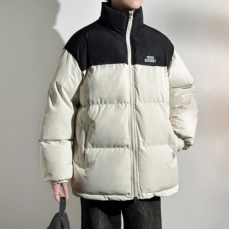 

Men Fashion Patchwork Bubble Coat Winter Thick Jacket 2023 Male Streetwear Hip Hop Parkas Korean Clothes Puffer Jackets Outdoor