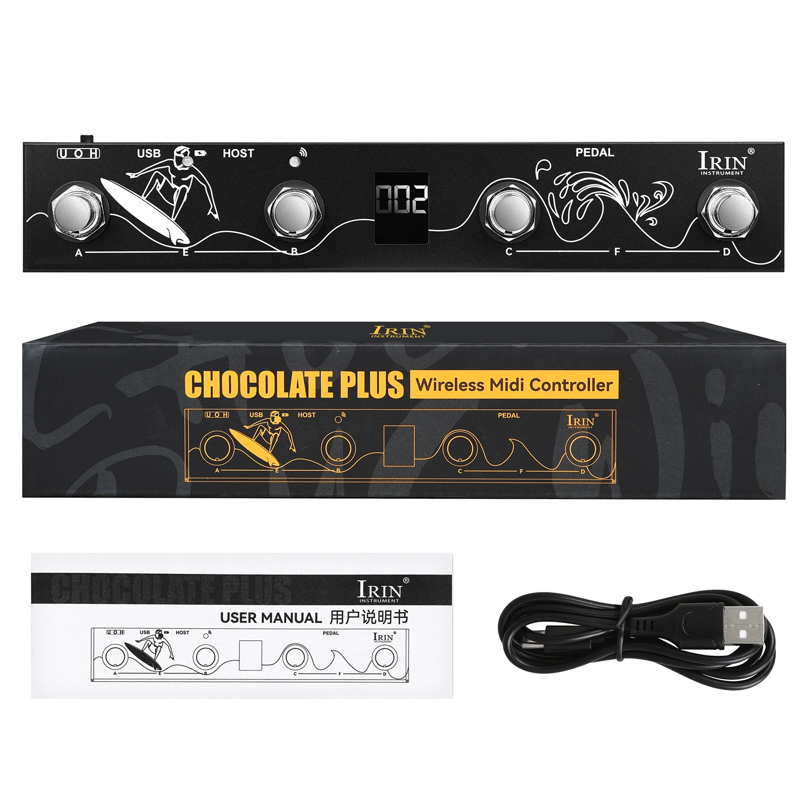 IRIN CHOCOLATE plus Wireless Bluetooth MIDI Pedal Controller Portable Footswitch with App Control Compatible with Windows