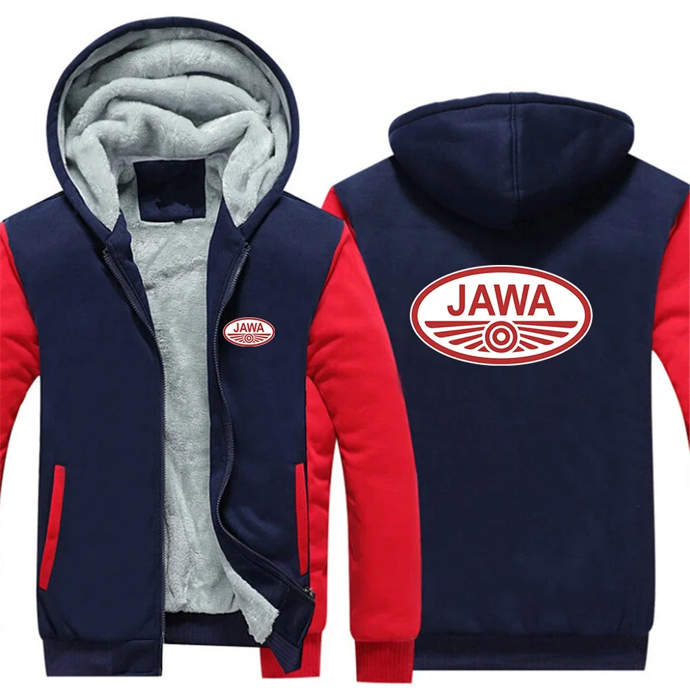 

JAWA Motorcycle 2024 Spring and Autumn Hoodies Cartoon Jacket Thicken Hoody Zipper Winter Fleece Sweatshirt