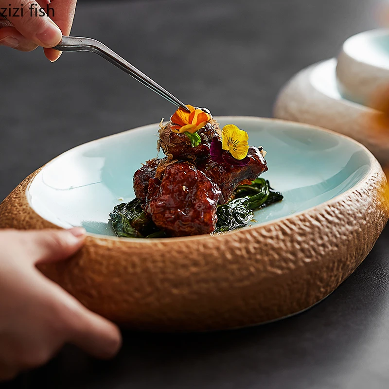 

Креативные керамические обеденные блюда, домашняя овальная посуда, подносы для закусок и десертов, современные тарелки для пасты для отелей и ресторанов