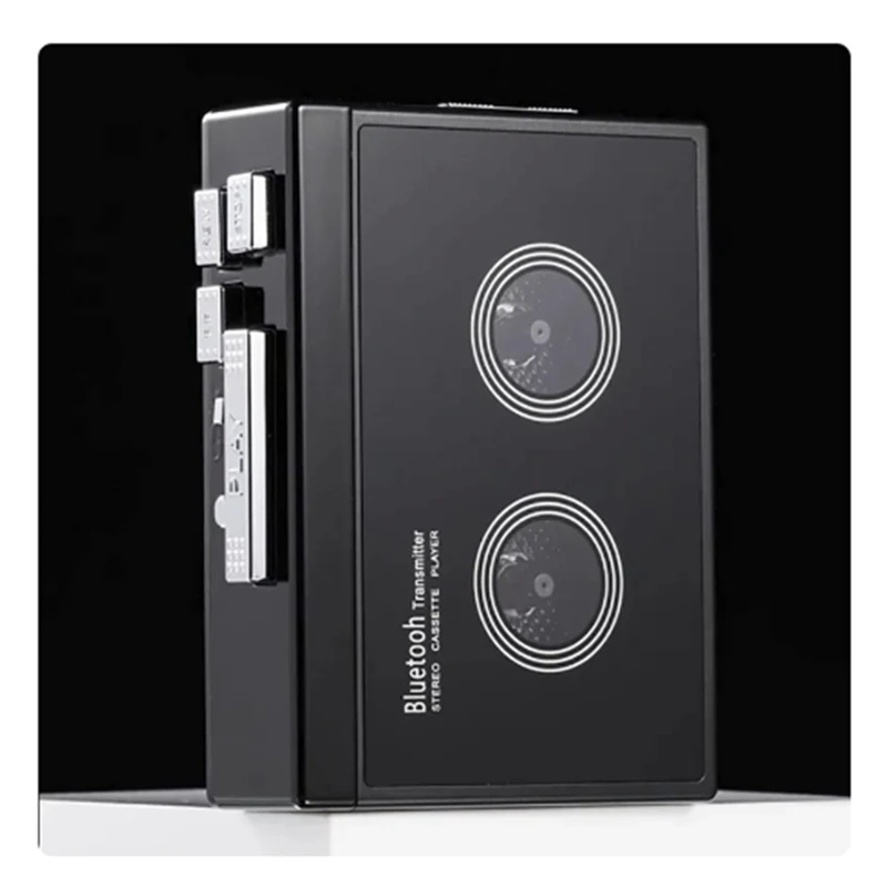 Preto Retro Stereo Cassette Player, Walkman, Música Áudio, Auto Reverso com Bluetooth, 1 Peça