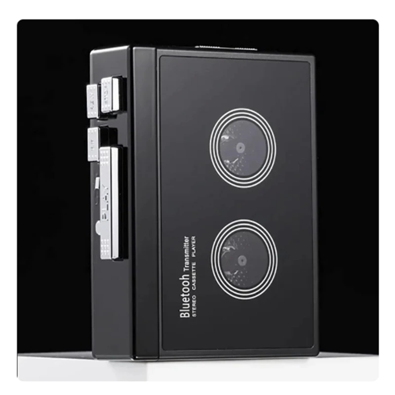 1 pezzo nero Retro Stereo Cassette Player Black Walkman Cassette Tape Music Audio Auto Reverse con Bluetooth