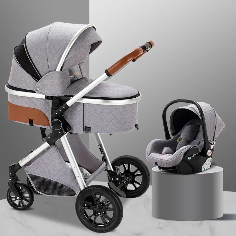 Gcarebb Carrito Bebe 3 en 1, Cochecito Bebe 3 Piezas Con Asiento De Auto,  Cochecitos Portátil Plegable Con Un Clic, Carricoche Combinado Paisaje Alto  Marco de Aluminio Para Recién Nacido - La