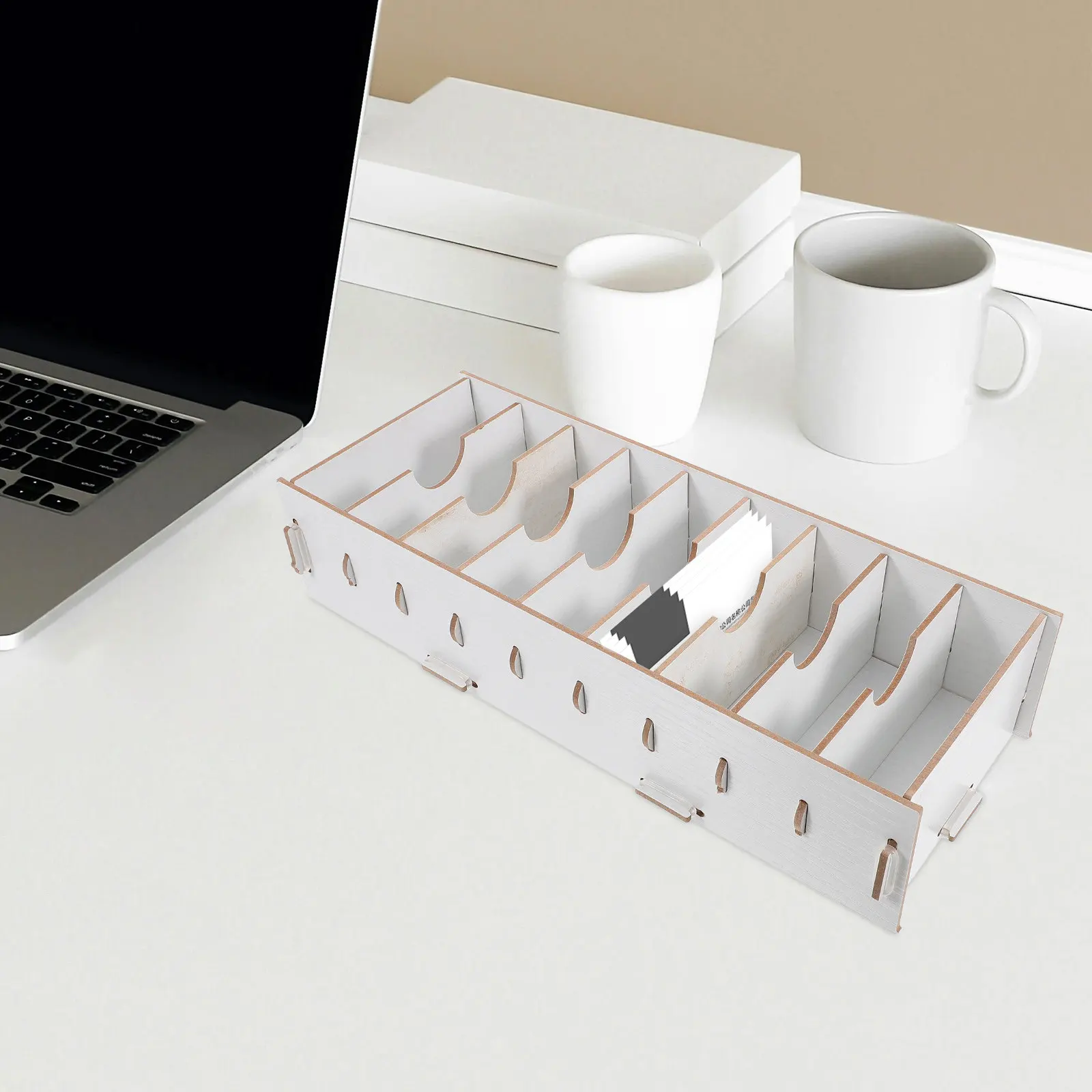 나무 명함꽂이 우아한 화이트 데스크탑 정리함 사무실 접견실 전시회 비즈니스 미팅 대용량