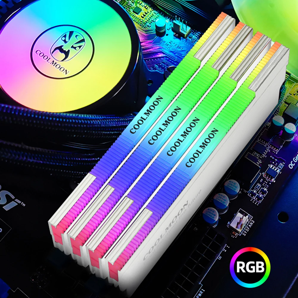 Coolmoon-heat Spreader Cooler com Argb Ram Dissipador de Calor Refrigerador Memória Cooling Vest Almofada de Silicone Térmica Desktop Computador pc 5v 3pin