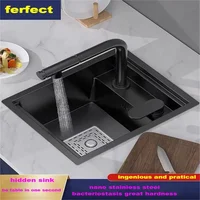 Hidden Cup Washer Sink Nano Stainless Steel kitchen Sink Bar Invisible Sink To Make A Camper Van With Cover Plate Small Pool 1