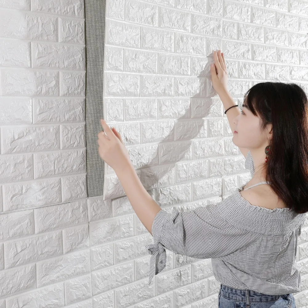DIY 자체 접착 벽지 벽돌 패턴 방 장식, PVC 방수 벽 스티커, 3D 모던 홈 데코, 1-10 개, 70cm x 1m