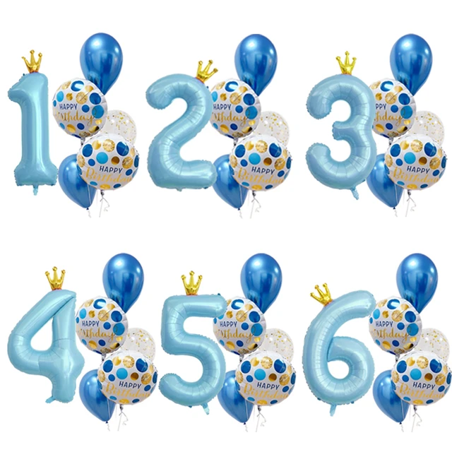 Comprar Globos de primer cumpleaños, globos con números rosa, azul y  dorado, 0, 1, 2, 3, 4, 5, 6, 7, 8, 9 años, decoraciones para fiesta de  feliz cumpleaños, favores para niños