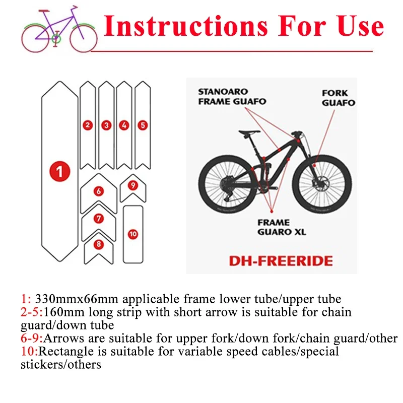 ENLEE 3D Bike Frame Protection Stickers Wear-Resistant Bicycle Fork Sticker Wate