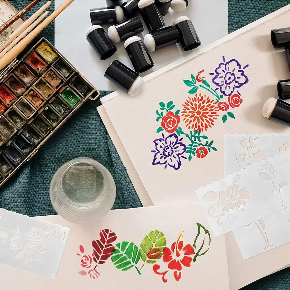 핑거 페인팅 스폰지 폼, 잉크 초크 도포, 염색, DIY 페인팅 공예 세트, 페인팅 도구, 10PCs/로트