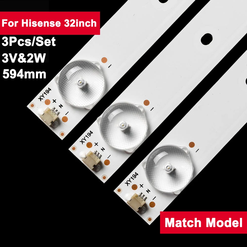 

3Pcs/set 32inch 594mm LED Backlight Strip for Hisense 7LED JL.D3271330-03DS-F HD315DH-F12 LED32K1800,LED32K220 32K3100,LED32K198