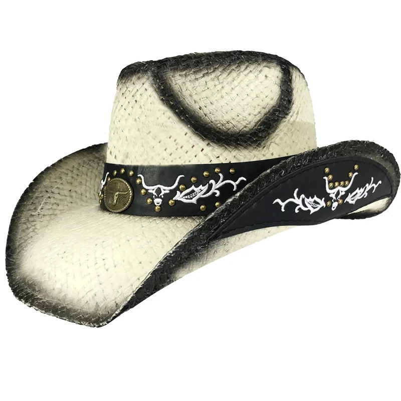 Chapeau De Paille Tressé Western Homme - Style Cowboy - Taille 56-58cm - NEUF
