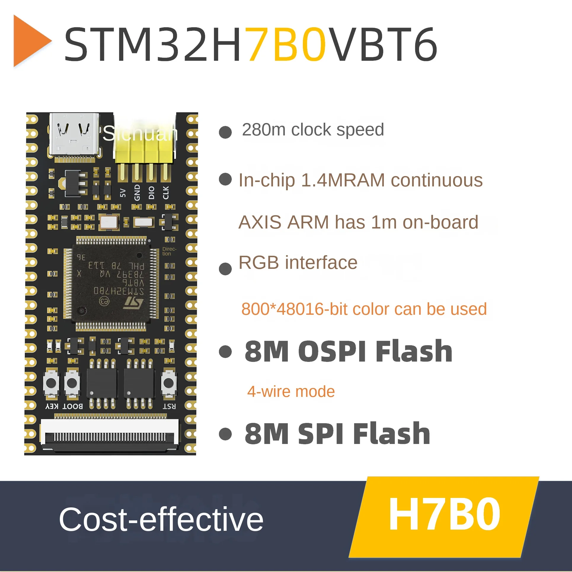 Núcleo Vbt6 da Placa do Desenvolvimento Stm32h7b0 Stm32h750 743 - Imagem 3