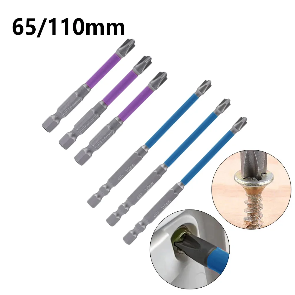 

6pcs 65/110mm Magnetic Special Slotted Cross Screwdriver Bit Batch Head Nutdrivers FPH2 For Electrician Socket Switch Power Tool