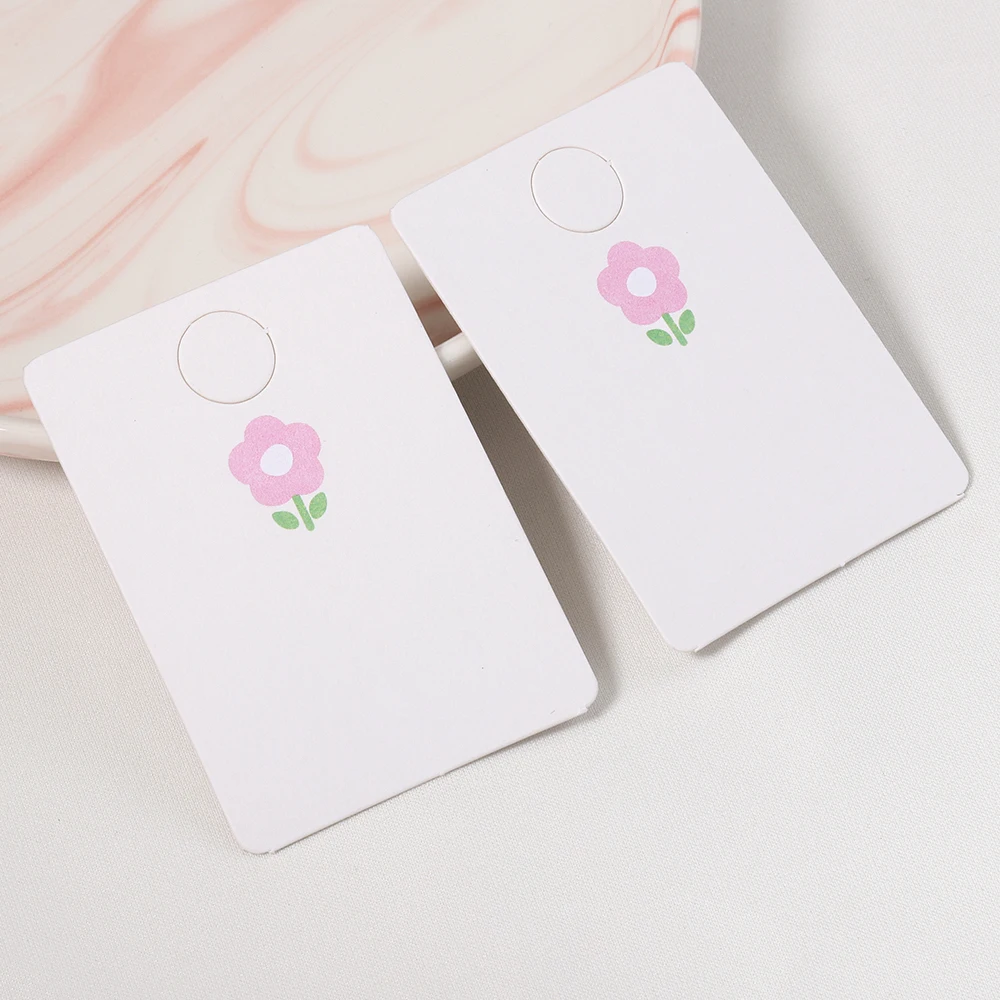 10/50/100pcs Pink Flower Paper Cards 5x7cm Hanging Lables for DIY Jewelry Bracelet Necklace Display Tags Retail Price Lable