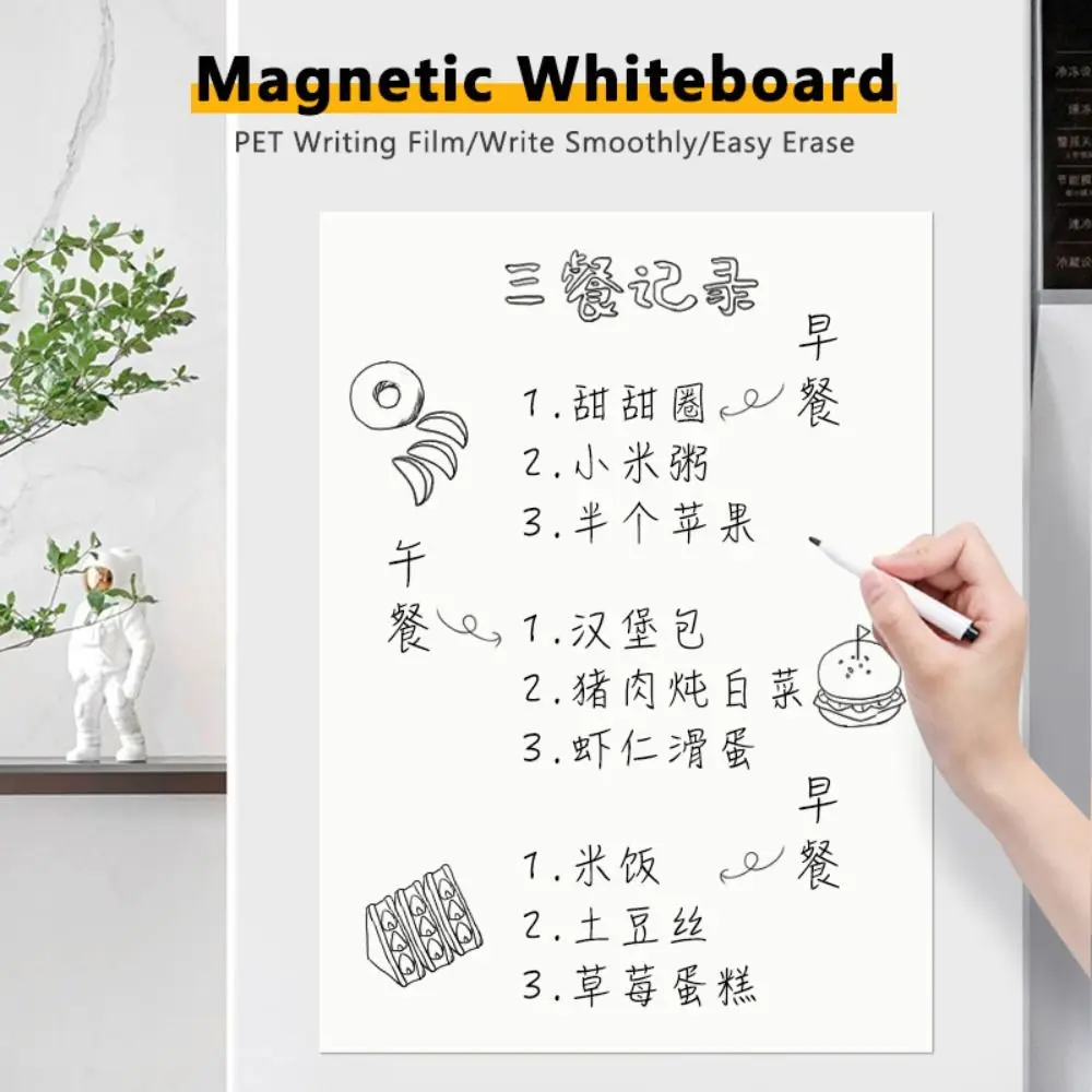 Multi-functional PET Magnetic Whiteboard A3/A4/A5 Reusable Dry Erase White Board Writable Removable Refrigerator Magnet Office