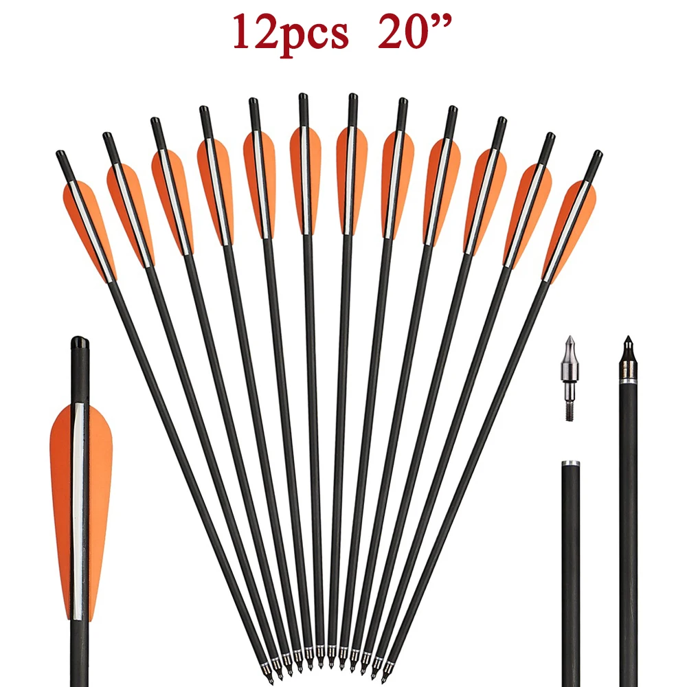 12-Pack 20 Carbon Arrows with 125-Grain Removable Tips