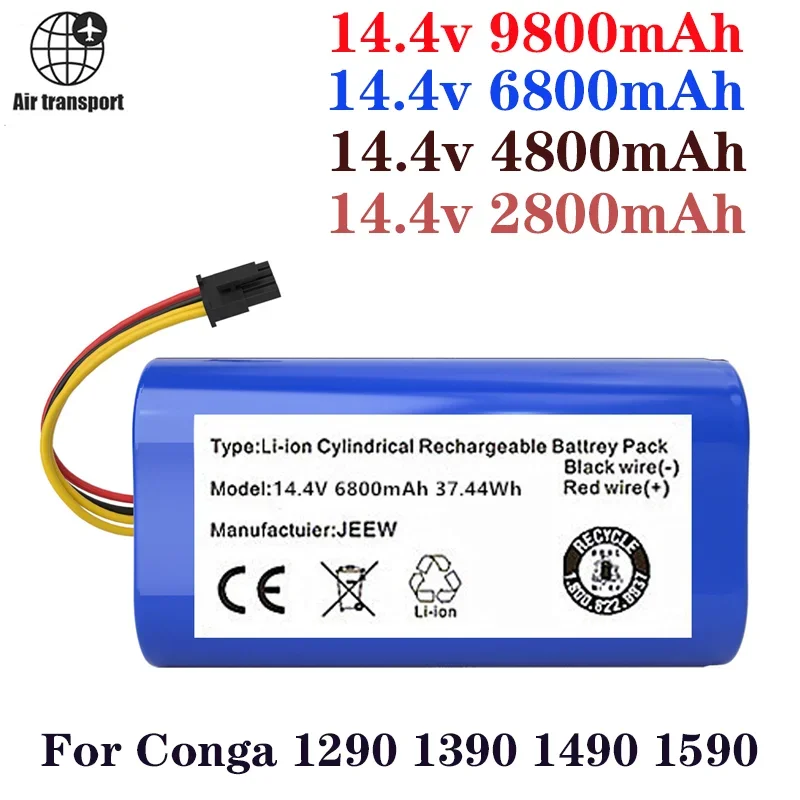 

2023 Новый 14,4 v 6800mAh литий-ионный аккумулятор для Cecotec Conga 1290 1390 1490 заменяемая батарея