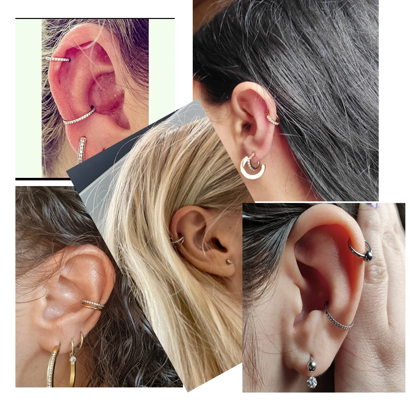 Premium Titanium CZ Nose Ring - Small Septum Hoop & Helix Earrings