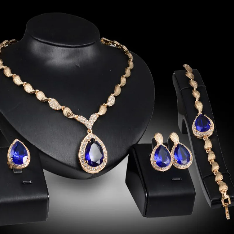 

Rhinestone Gem Necklace Bridal Banquet Jewelry Sets