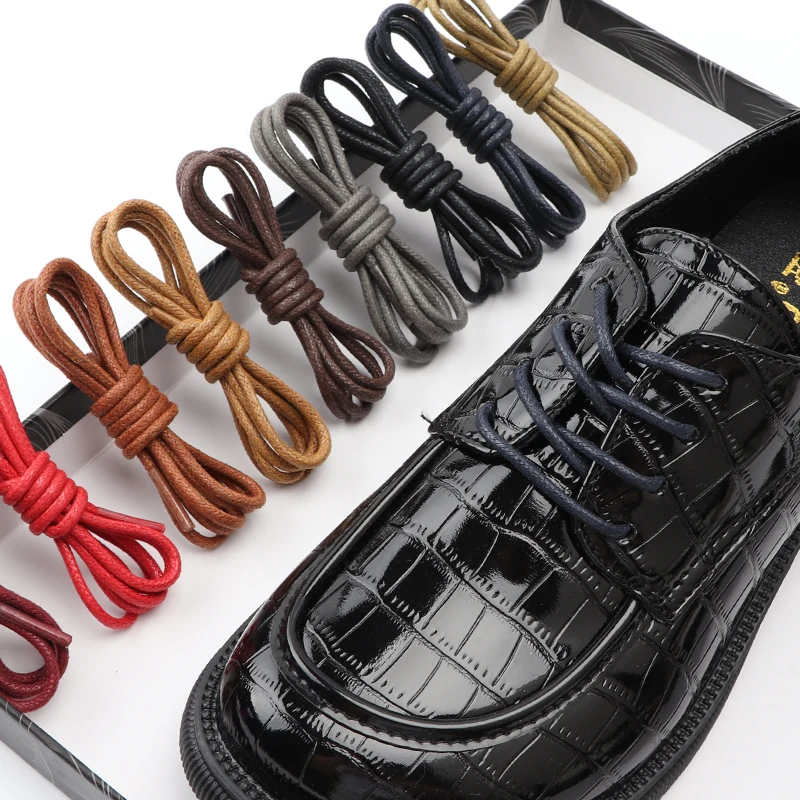 Waxed Shoelaces Solid Color Round Oxford Shoe Laces Boots Laces