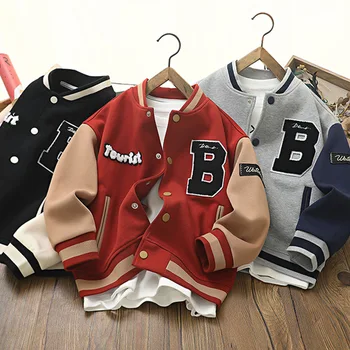 십대 소년 야구 재킷, 싱글 브레스트 스포츠 코트, 학교 소년 대비 스웨트 재킷, 한국 용수철, 가을, 2024