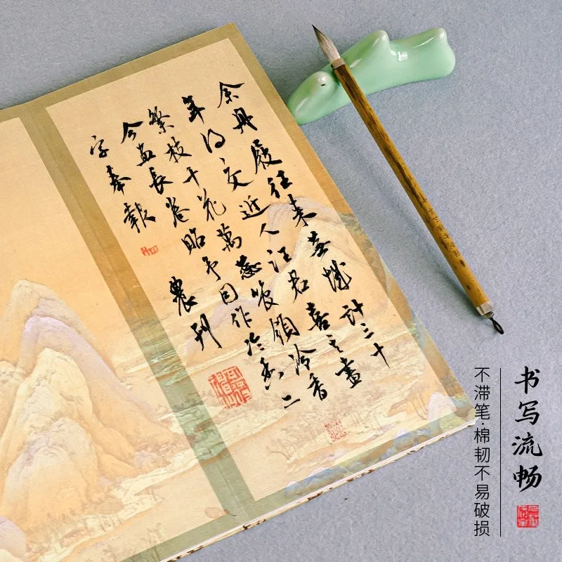 중국 서예 종이, 붓펜 아트워크, 연습 및 선물용 빈 반원시 접이식 책자(12겹 24페이지)
