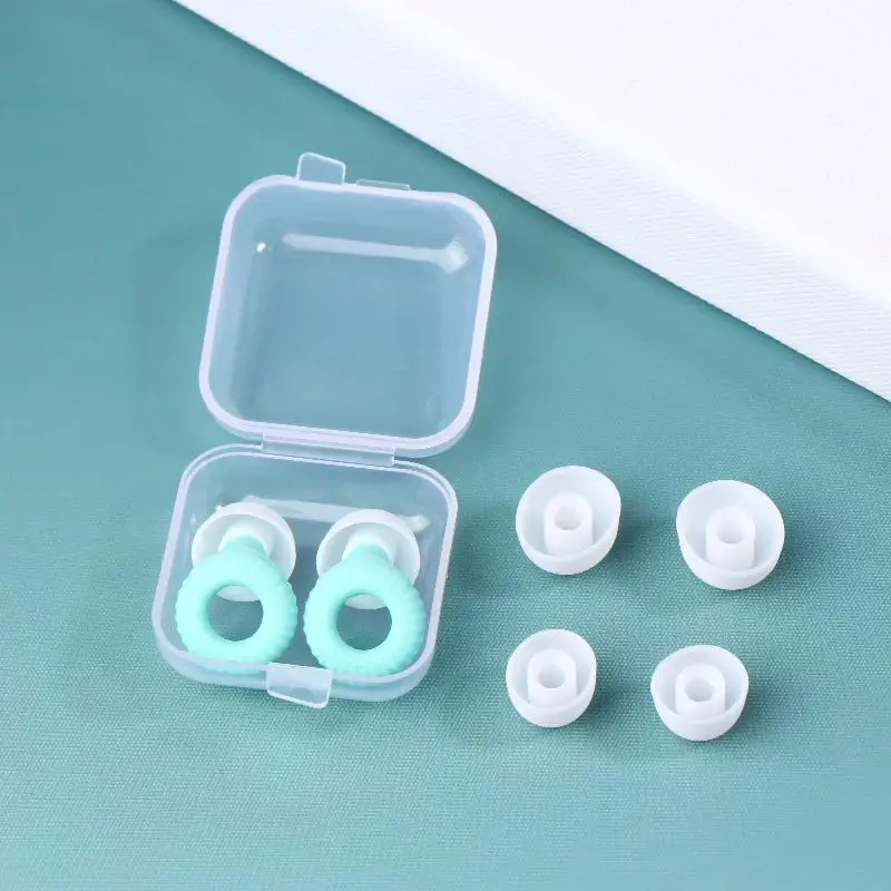 1 takım Ultra ince halka şekli uyku yardımı kulak tıkacı su geçirmez yüzmek kulak tıkacı konser işitme koruması yeniden kullanılabilir silikon kulak tıkacı