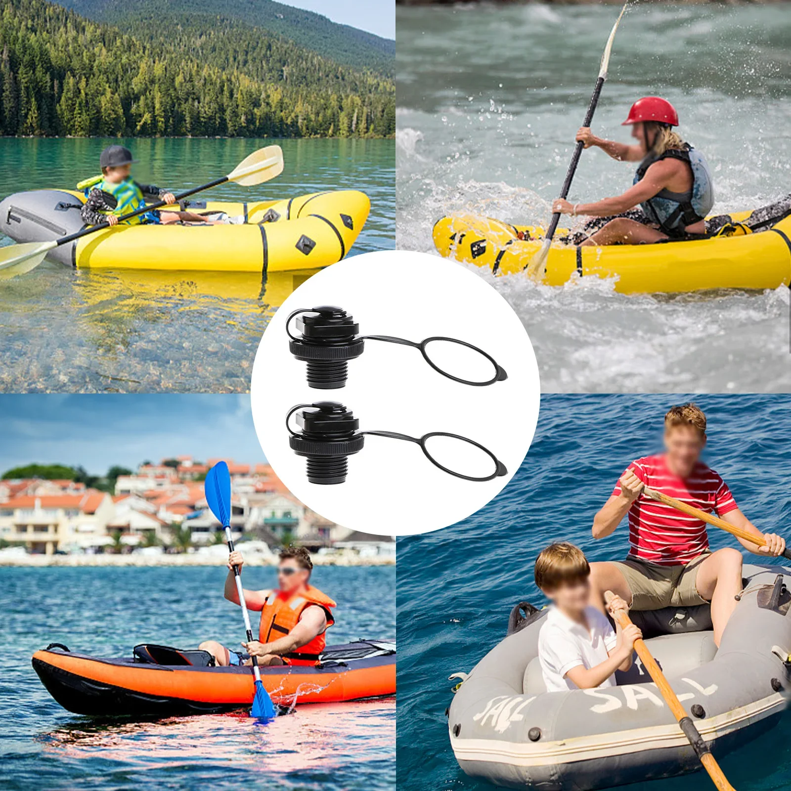 Tappi gonfiabili per valvola dell'aria per barca, valvola a prova di polvere, tappi d'aria a spirale di ricambio per gommoni, zattera, kayak, piscina, barca, airbeds 2 pezzi