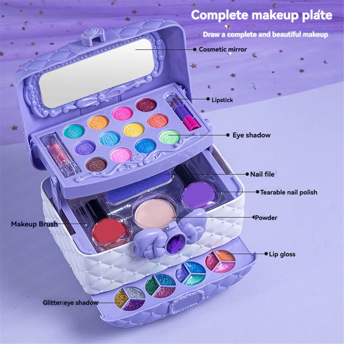BAAU Princess Cosmetic Toy Set Safe Cosmetic Toy for Girl Non-Toxic Beauty Set Washable Fashion Makeup Birthday Gift