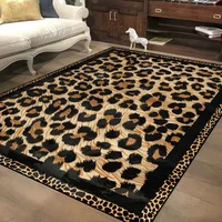 Nordic Style Leopard Decorative Rug for Living Room Large Area Soft Flannel Bedroom Carpet Non-slip Easy Cleaning Study Foot Mat 1