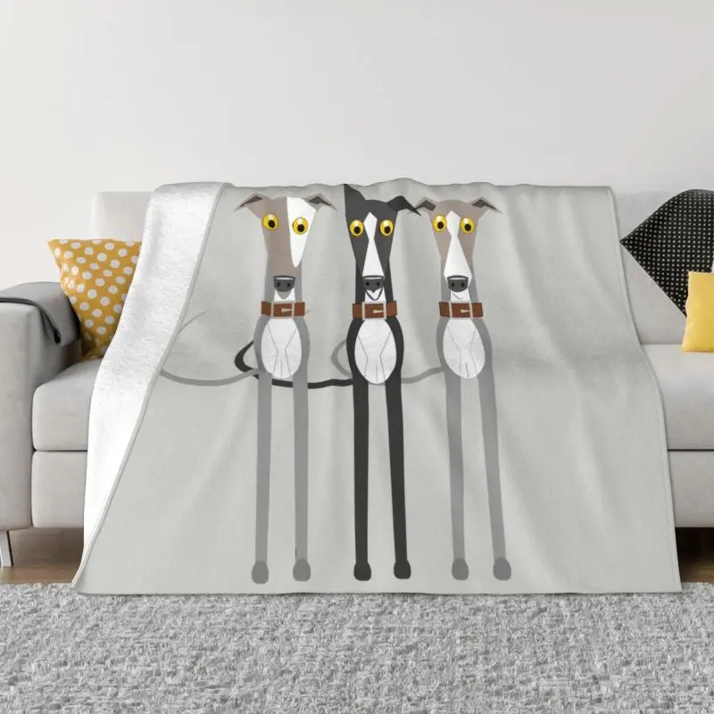 

Cute Greyhound Sighthound Dog Blankets Warm Flannel Whippet Puppy Throw Blanket for Bedroom Office Bedspreads