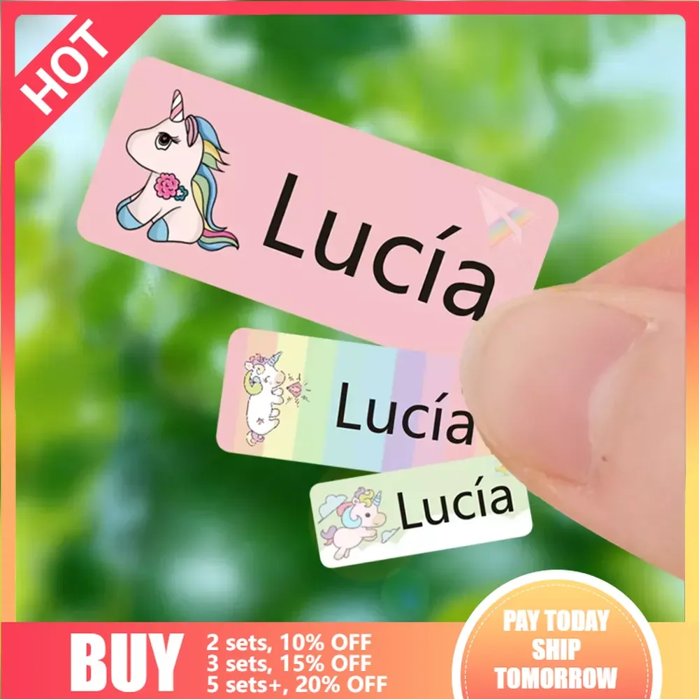 Self Adhesive Stickers Multi Size Personalized Name Tag Sticker Customize Waterproof Stickers with Name Label Children School Stationery Office Variety self adhesive stickers