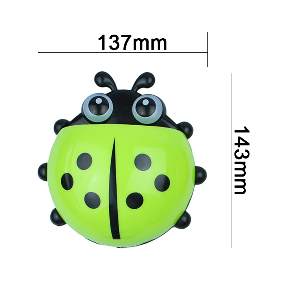 Cartoon Ladybug Toothbrush Holder Wall Mounted Remote Control Shelf Household Toothbrush Toothpaste Holder Container Accessories