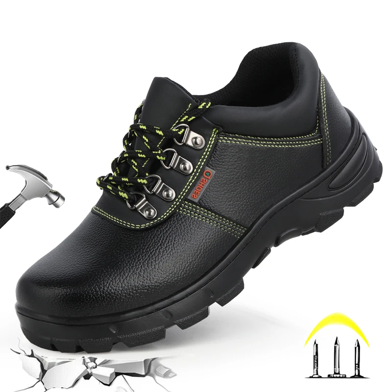 

Dian Sen Leather Water Proof Indestructible Men Safety Shoes Anti-Smash & Anti Puncture Platform Hombre Black Platform Boots