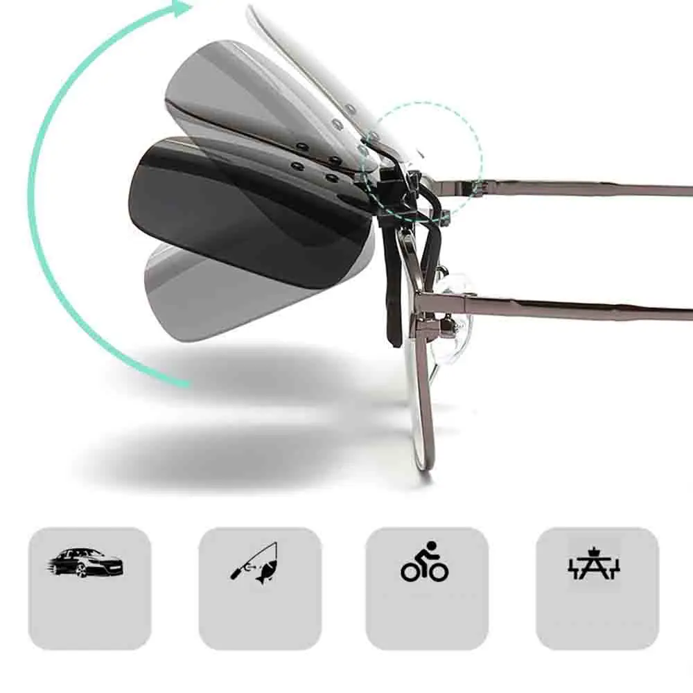 Gelbe Clip-On-Sonnenbrille, polarisierte Nachtsicht-Fahrbrille, blendfreie UV400-Brille für verschreibungspflichtige Gläser, für Männer und Frauen – Detail 4