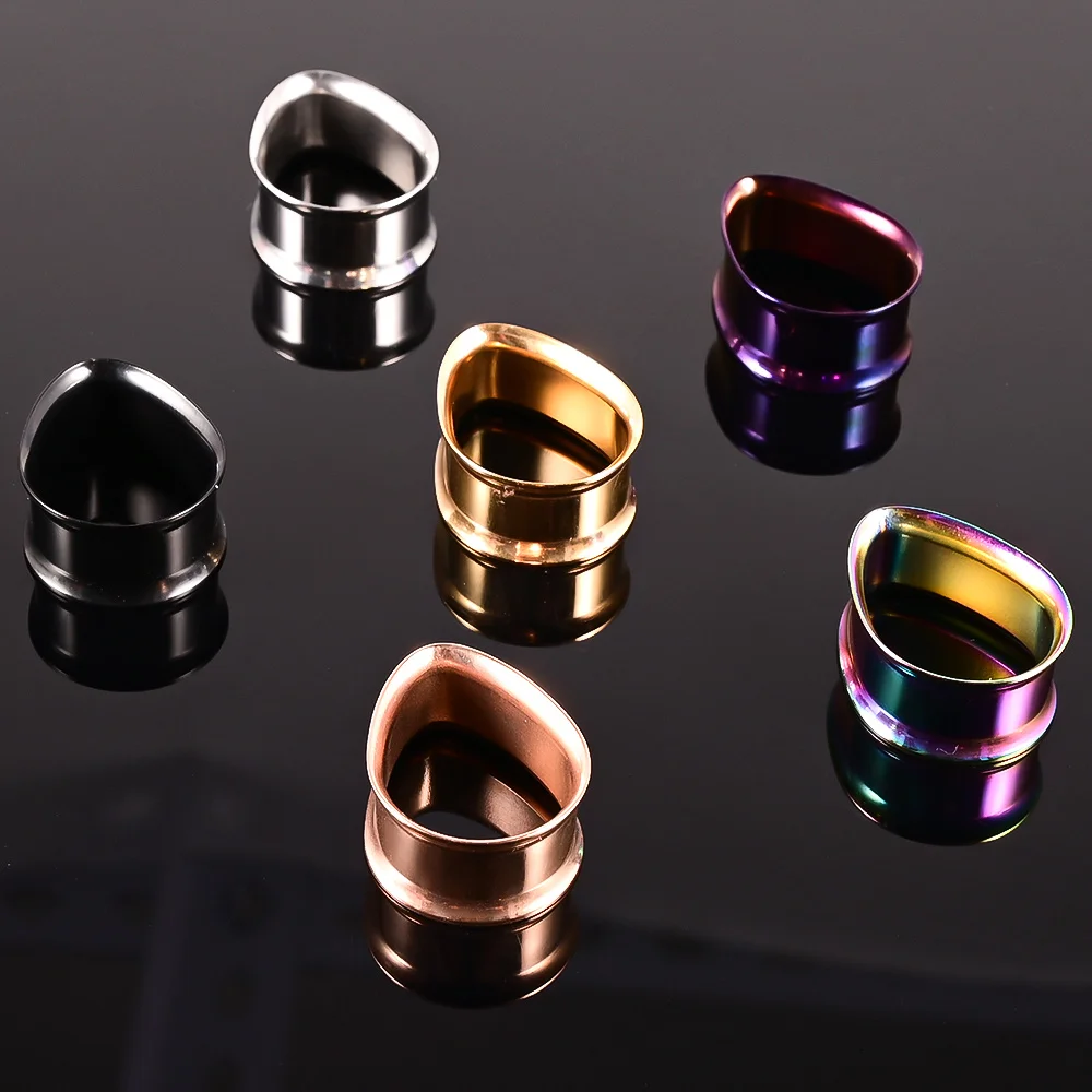 Body Jewelry 2pcs Ear Expansion Gauges 8-30mm Stainless Steel Water Drop Double Flared Ear Plug Tunnels Expander