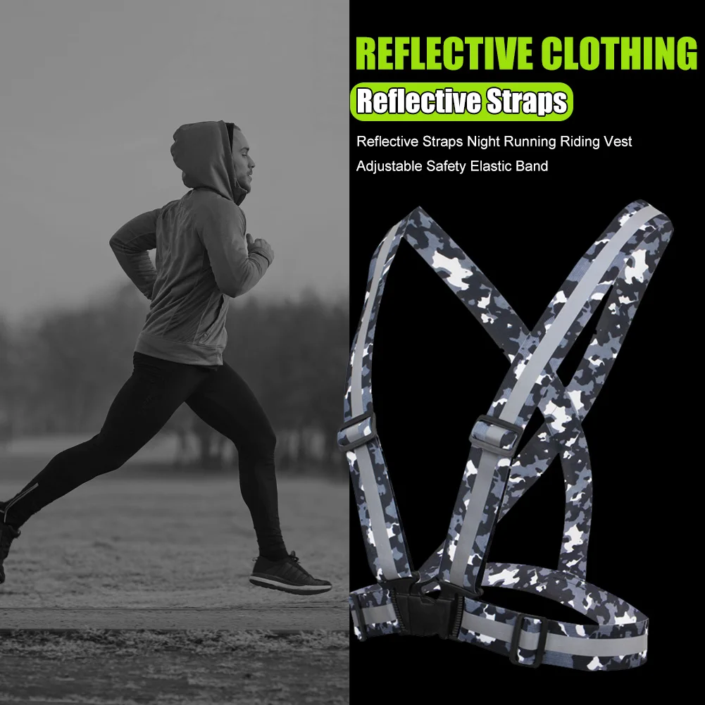 Reflective Safety Vest Reflective Straps Safety Vest High Visibility Outdoor Reflective Belt Reflective Running Vest for Night Running Jogging Walking Cycling