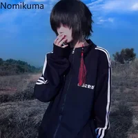 Preppy Syle Blue Long Sleeve Zip Up Sweatshirts Coat Stand Neck Casual Y2k Tops Fashion Japanese Hoodies 2024 Women Clothing 1
