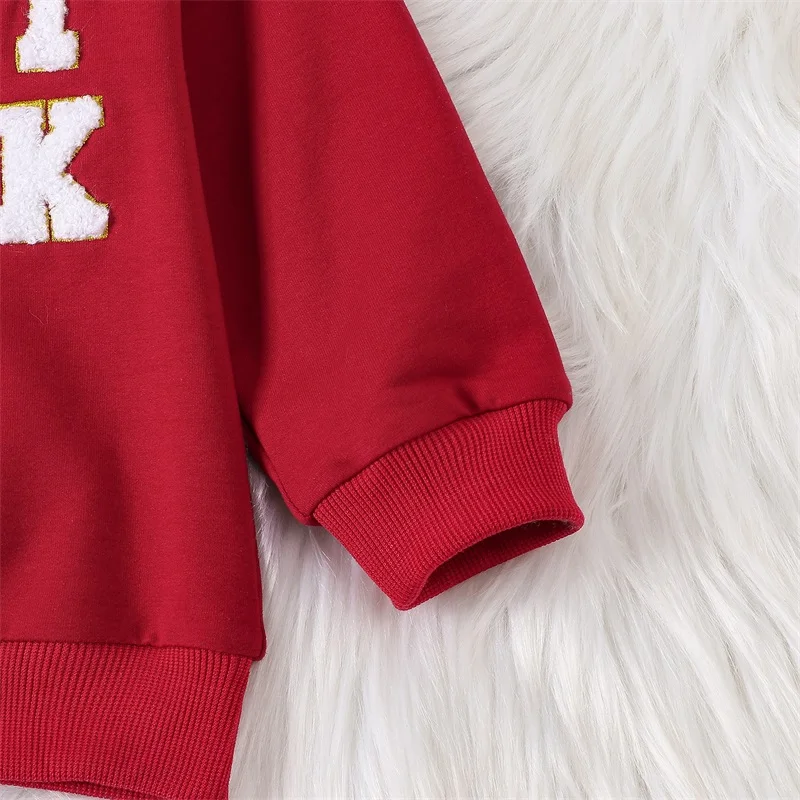 

Детская Рождественская Толстовка, наряд, пуловеры с вышитыми буквами, одежда для маленьких мальчиков и девочек