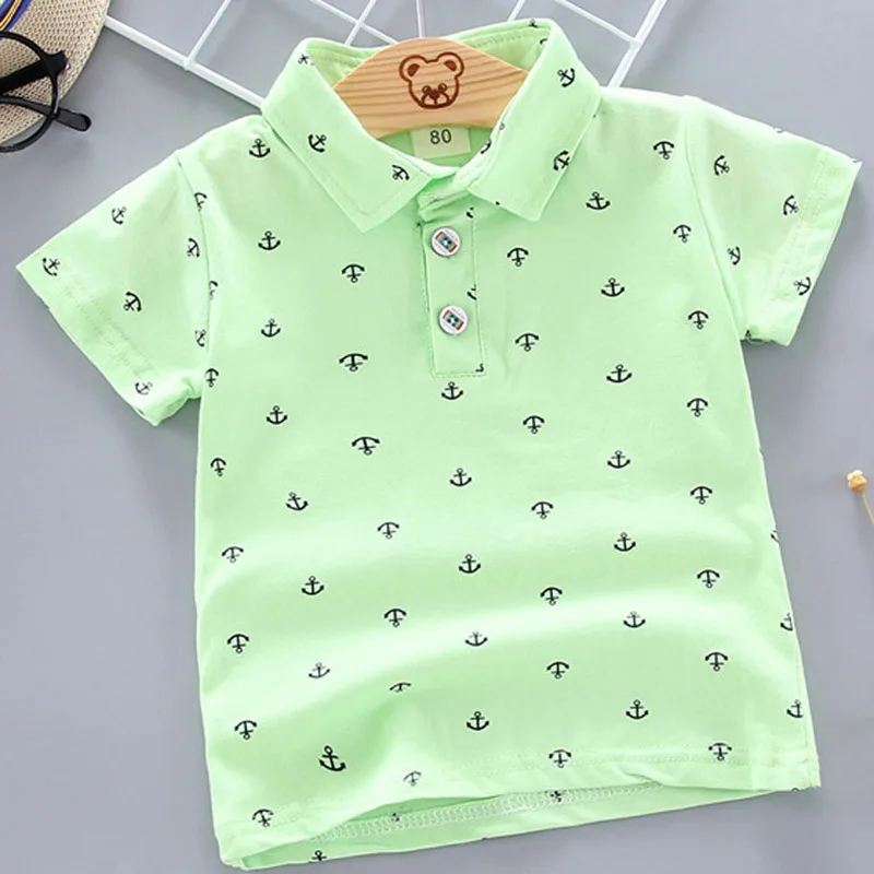 2022 Summer Baby Boys Polo Shirts Short Sleeve Anchor Lapel Clothes for Girls Odell Cotton Breathable Kids Tops Outwear 12M-5Y