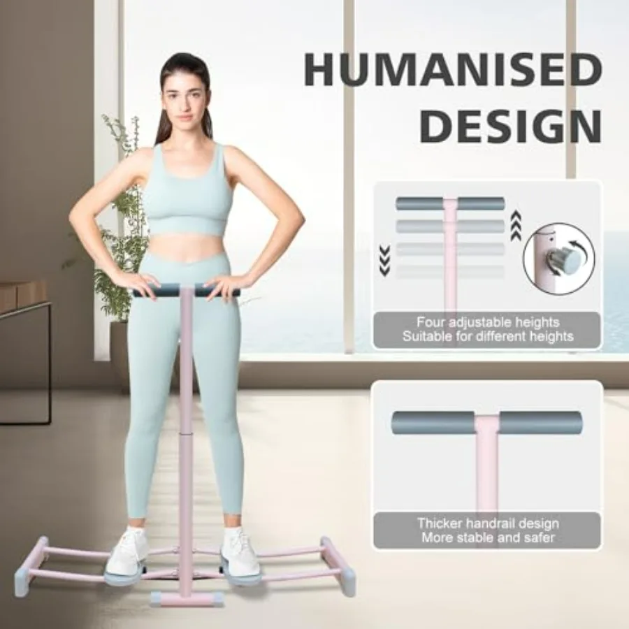 Foldable Ski Machine Simulated Ski Trainer with 4Level Adjustable Height NonSlip Pedals Dual Armrests Pelvic Floor Muscle Train