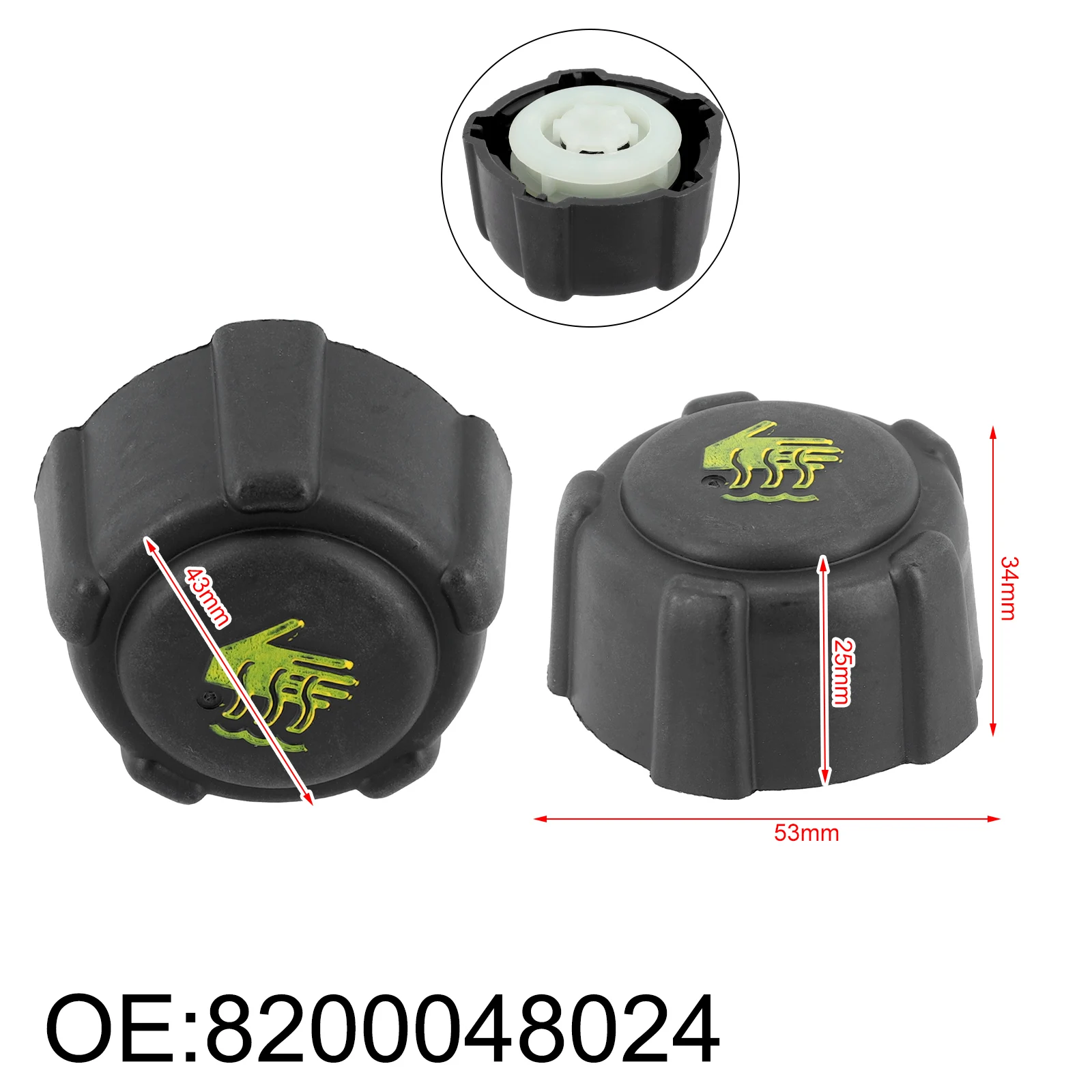 

Car Radiator Expansion Water Tank Cap Fits For NISSAN-MICRA MK3 For RENAULT CLIO MK2 / MK4 8200048024 7700805131 Engine Parts