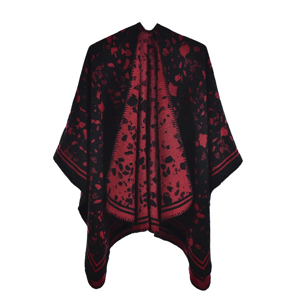 

New Travel Photos Are Taken With Shawls European American Fashion Warm Sunscreen Split Cape Ponchos Lady Coat P3