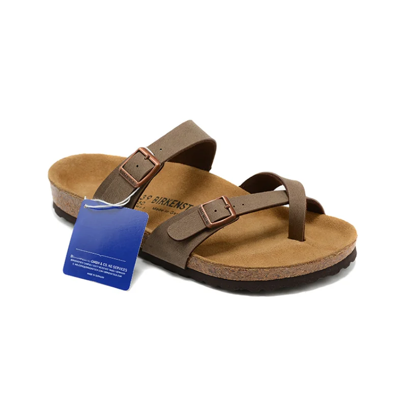 Birkenstock Women Slipper Mayari Sandals Outdoor Flats Casual Shoes Fashion Leather Buckle Beach Cork Slipper Man Flip-flops