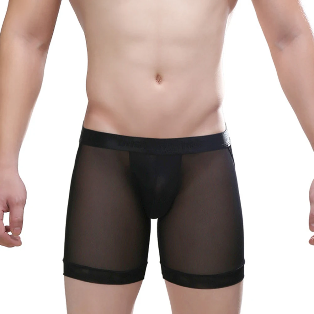 

Men Sexy Boxer Shorts Panties Fine Mesh See Through Underwear Open Crotch Ball Pouch Panties Open Butt Breathable Underpants