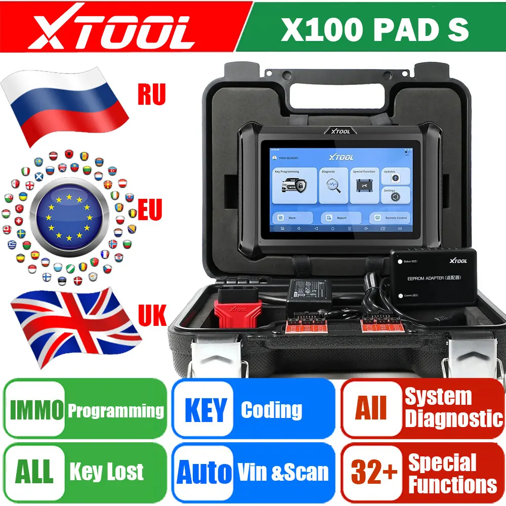 

Global RU EU UK version 2024 Newest XTOOL X100 PAD X100 PADS Car IMMO Key Programer OBD2 Diagnostic Tool X100PAD All Key Lost